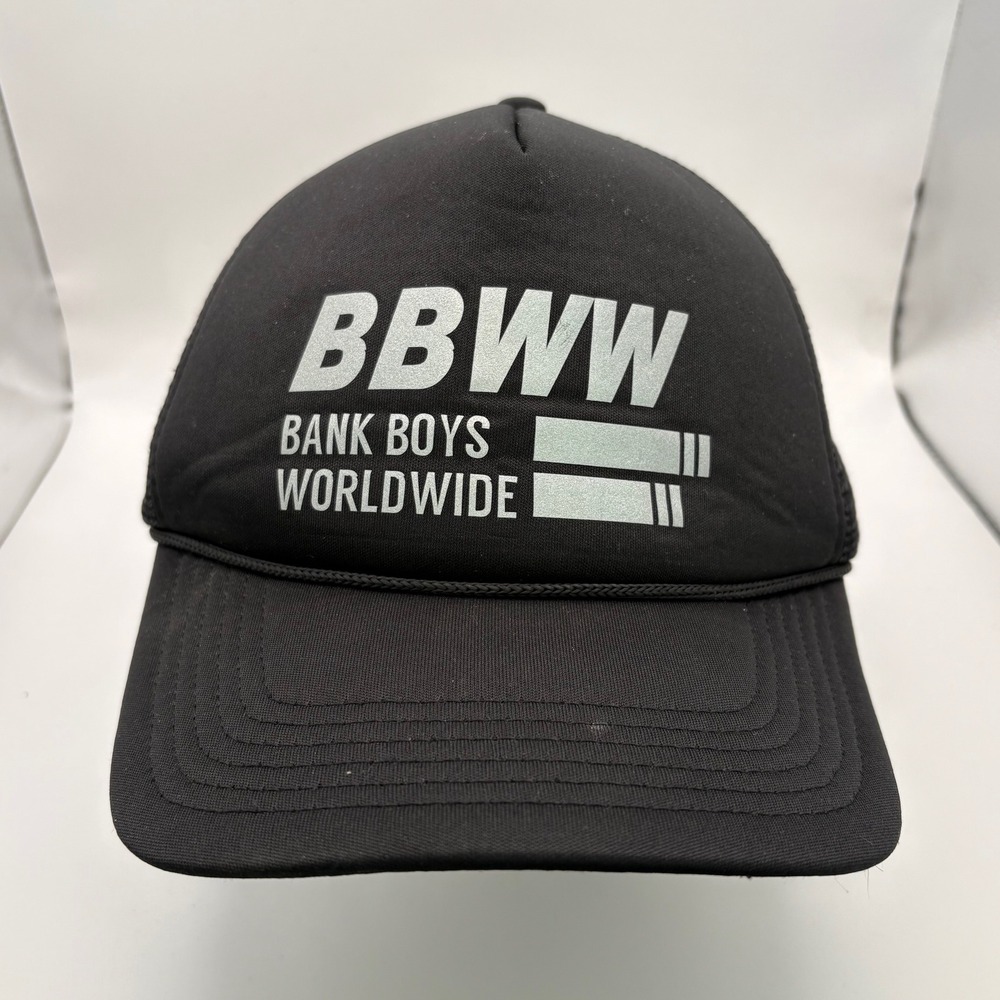 BBWW Bank Boys Worldwide Black Mesh Trucker Hat‎ Snapback Adjustable